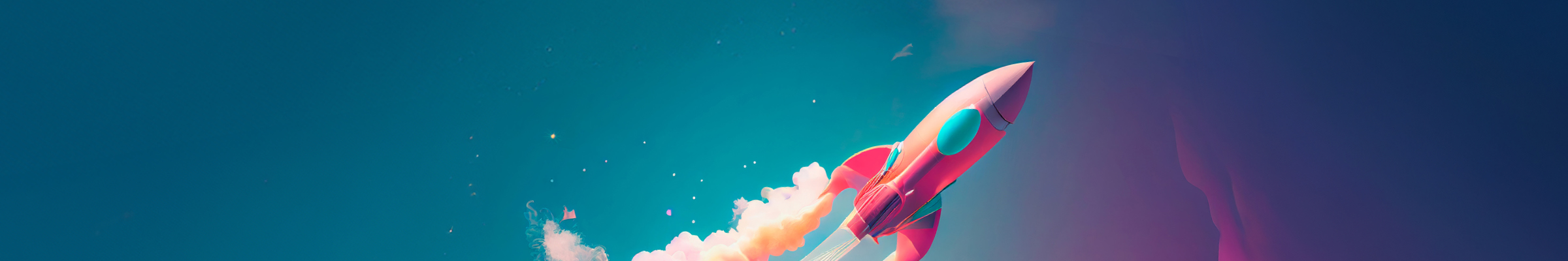 AI generated image of colourful rocket flying out